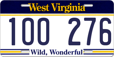 WV license plate 1OO276