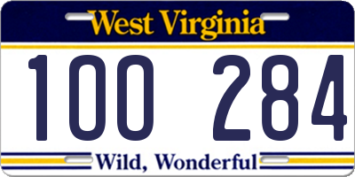 WV license plate 1OO284