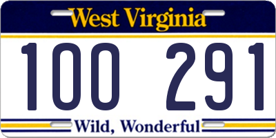 WV license plate 1OO291