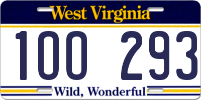 WV license plate 1OO293