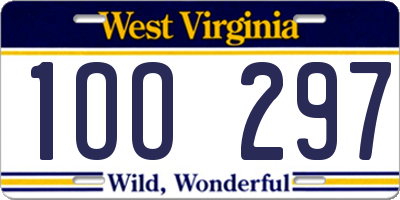 WV license plate 1OO297