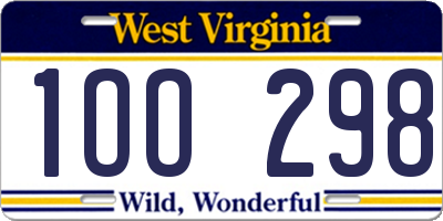 WV license plate 1OO298