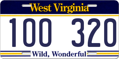 WV license plate 1OO320