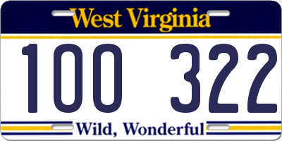 WV license plate 1OO322