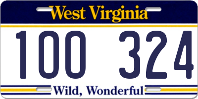 WV license plate 1OO324