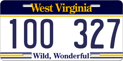 WV license plate 1OO327