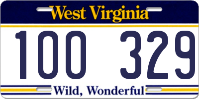 WV license plate 1OO329