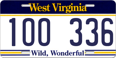 WV license plate 1OO336