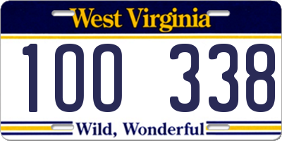 WV license plate 1OO338