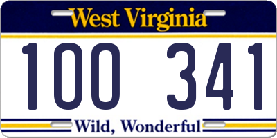 WV license plate 1OO341