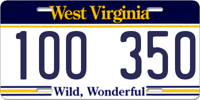 WV license plate 1OO350