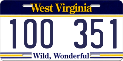 WV license plate 1OO351