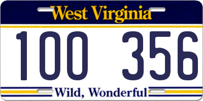 WV license plate 1OO356
