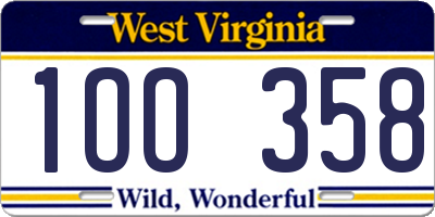 WV license plate 1OO358