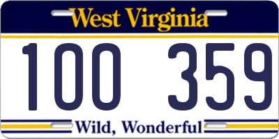 WV license plate 1OO359