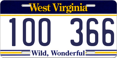 WV license plate 1OO366