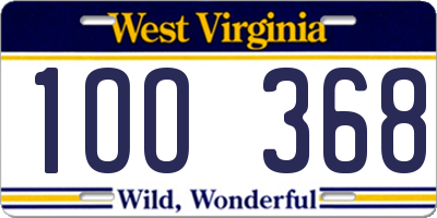 WV license plate 1OO368