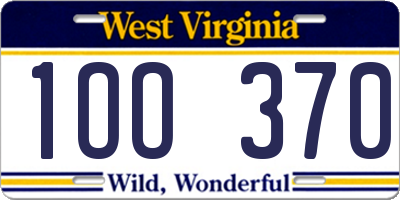 WV license plate 1OO370