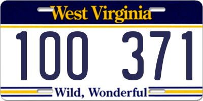 WV license plate 1OO371