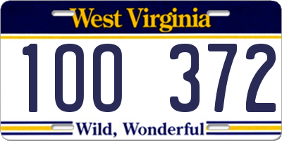 WV license plate 1OO372