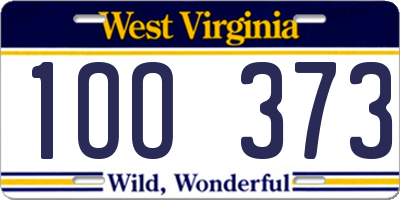 WV license plate 1OO373