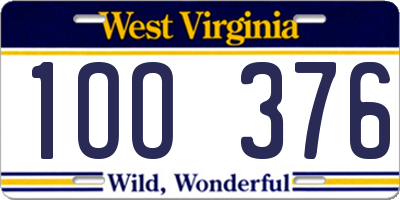 WV license plate 1OO376
