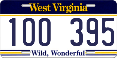 WV license plate 1OO395