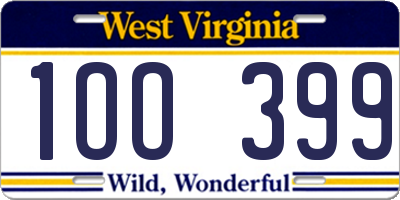 WV license plate 1OO399