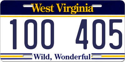 WV license plate 1OO405