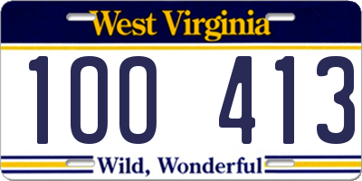 WV license plate 1OO413