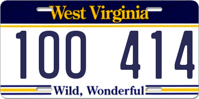 WV license plate 1OO414