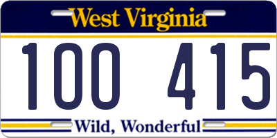 WV license plate 1OO415