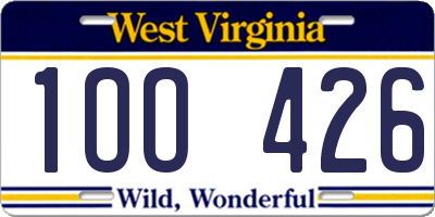 WV license plate 1OO426