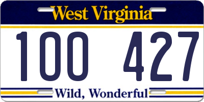 WV license plate 1OO427