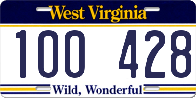 WV license plate 1OO428
