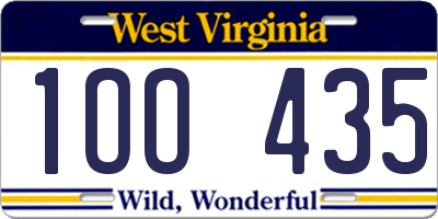 WV license plate 1OO435