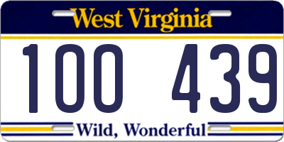 WV license plate 1OO439