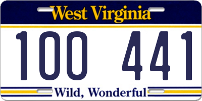 WV license plate 1OO441