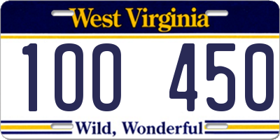 WV license plate 1OO450