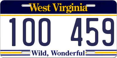 WV license plate 1OO459