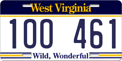 WV license plate 1OO461