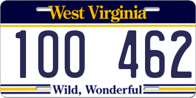 WV license plate 1OO462
