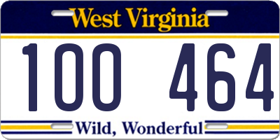 WV license plate 1OO464