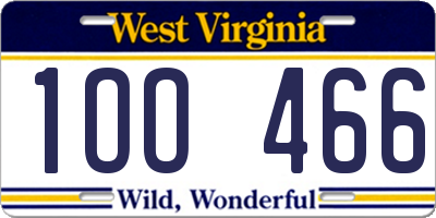WV license plate 1OO466