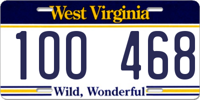 WV license plate 1OO468
