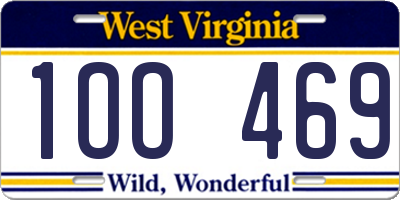 WV license plate 1OO469