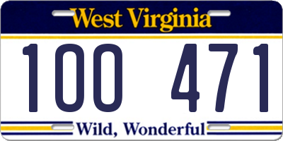 WV license plate 1OO471