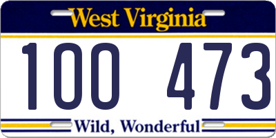 WV license plate 1OO473