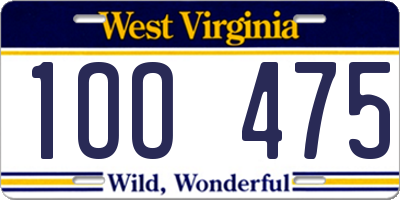 WV license plate 1OO475
