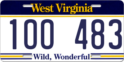 WV license plate 1OO483